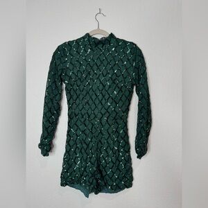 Sparkling shorts romper with long sleeves! NYE!